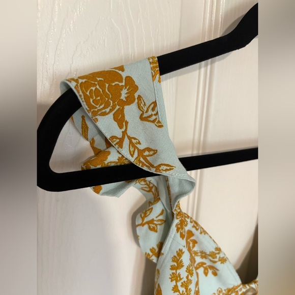 Free People Be The One Jumpsuit | Size 2 | Pale Blue-Green with Rust Floral - Picture 10 of 14